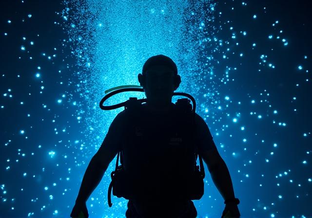Bioluminescent night diving experience