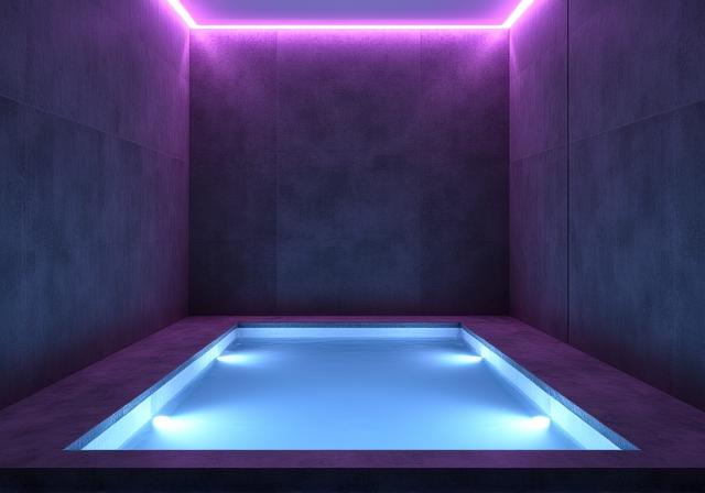Ultra-modern sensory deprivation chamber with water and soft light